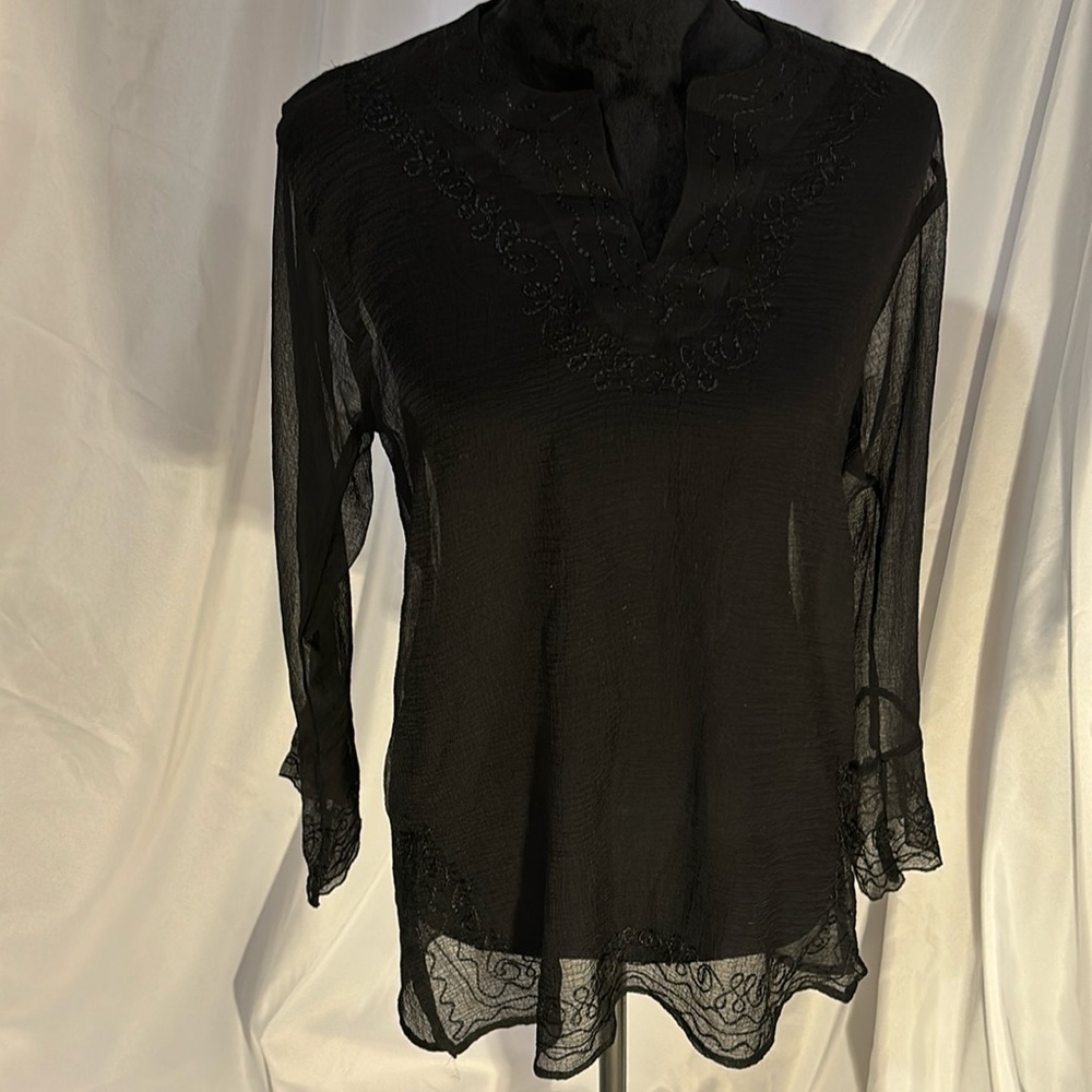 Sand N Sun Black Sheer Cover up Size Small